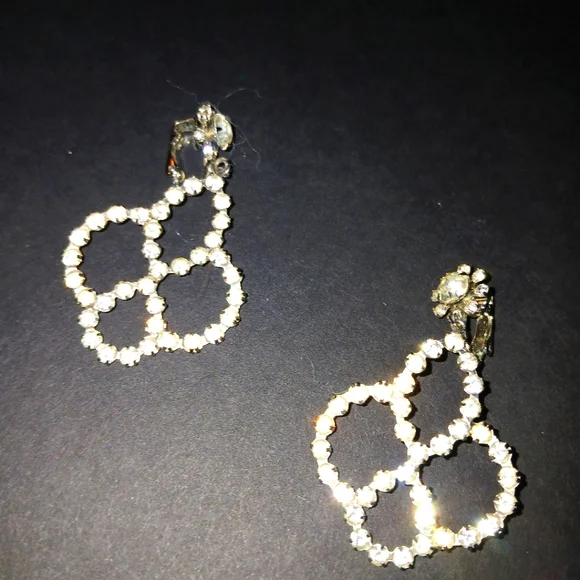 Crystal Rhinestone Clip On Earrings - Picture 2 of 5